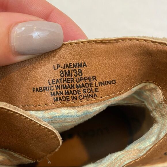 Lucky Brand Jaemma Tan Suede Leather Wedge Ankle Boots Size 8 - Picture 9 of 9